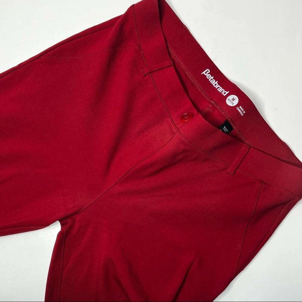Betabrand Women's Red Dress Yoga Pants Straight Leg Medium Petite